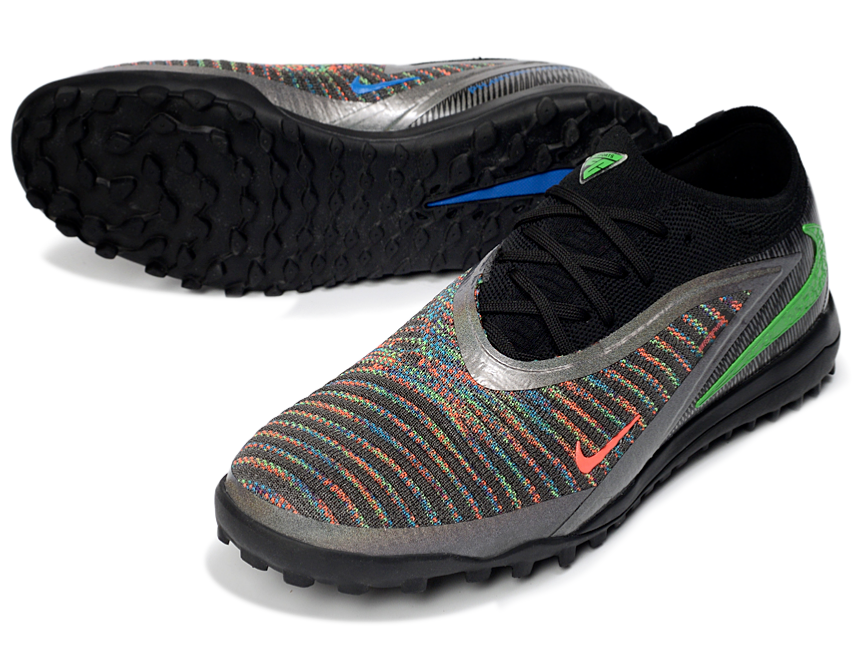 Phantom GX III Elite Double-Layer Waterproof Fishwire Full Knit Grass Stud TF Soccer Shoes - Black/Grey/Green