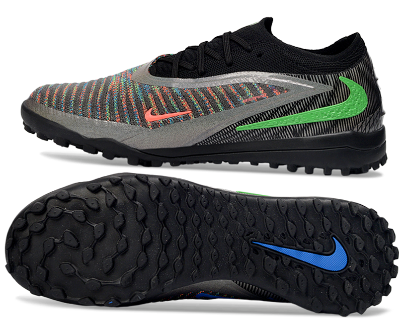 Phantom GX III Elite Double-Layer Waterproof Fishwire Full Knit Grass Stud TF Soccer Shoes - Black/Grey/Green