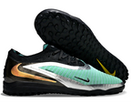 Phantom GX III Elite Double-Layer Waterproof Fishwire Full Knit Grass Stud TF Soccer Shoes - Black/Pistachio Frost/Orange/Silver