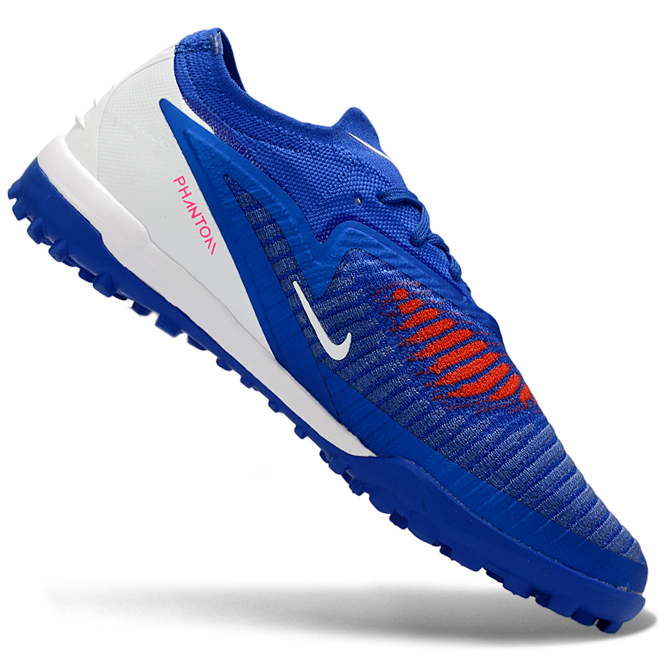 Phantom GX III Elite Double-Layer Waterproof Fishwire Full Knit Grass Stud TF Soccer Shoes - Blue/Red/White