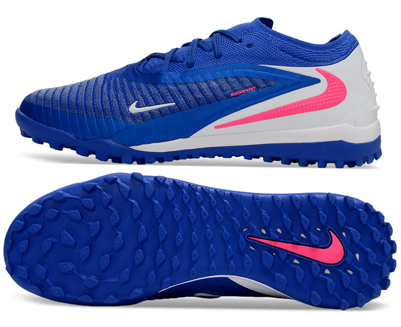 Phantom GX III Elite Double-Layer Waterproof Fishwire Full Knit Grass Stud TF Soccer Shoes - Blue/Red/White