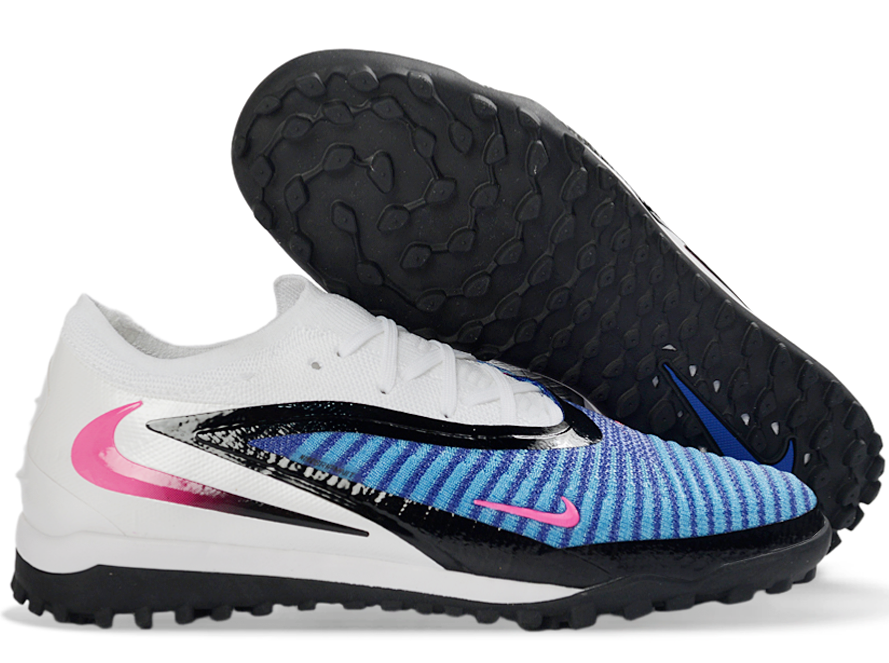 Phantom GX III Elite Double-Layer Waterproof Fishwire Full Knit Grass Stud TF Soccer Shoes - Blue/White/Black/Pink