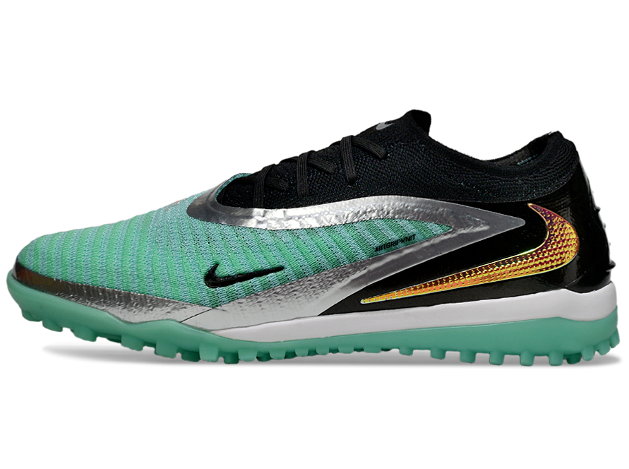 Phantom GX III Elite Double-Layer Waterproof Fishwire Full Knit Grass Stud TF Soccer Shoes - Jade/Silver/Black/Gold