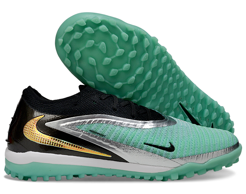 Phantom GX III Elite Double-Layer Waterproof Fishwire Full Knit Grass Stud TF Soccer Shoes - Jade/Silver/Black/Gold