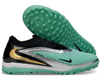 Phantom GX III Elite Double-Layer Waterproof Fishwire Full Knit Grass Stud TF Soccer Shoes - Jade/Silver/Black/Gold