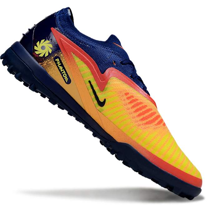 Phantom GX III Elite Double-Layer Waterproof Fishwire Full Knit Grass Stud TF Soccer Shoes - Laser Orange/Blue Void/Red/Yellow