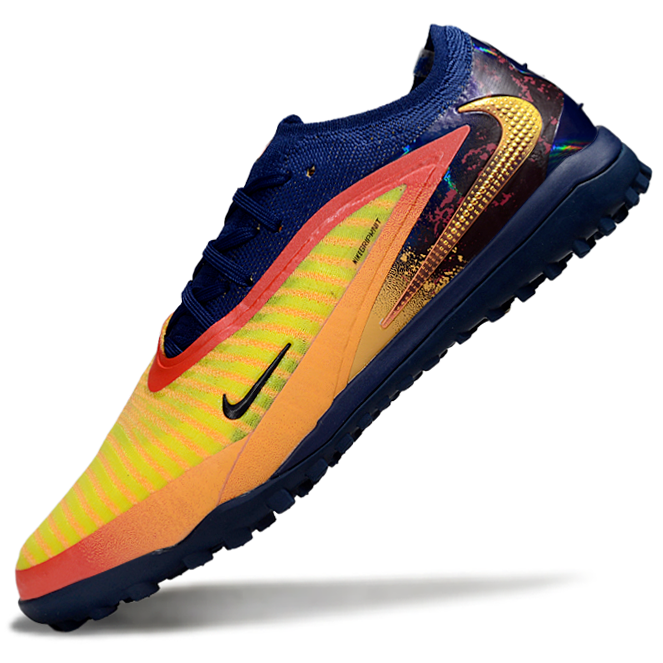 Phantom GX III Elite Double-Layer Waterproof Fishwire Full Knit Grass Stud TF Soccer Shoes - Laser Orange/Blue Void/Red/Yellow