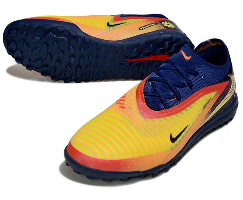 Phantom GX III Elite Double-Layer Waterproof Fishwire Full Knit Grass Stud TF Soccer Shoes - Laser Orange/Blue Void/Red/Yellow