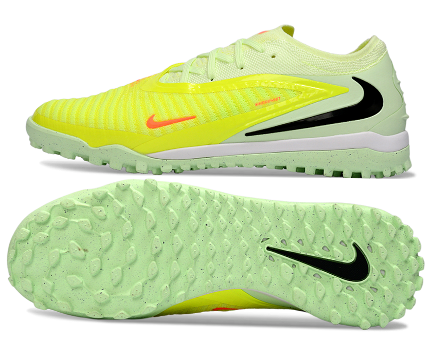 Phantom GX III Elite Double-Layer Waterproof Fishwire Full Knit Grass Stud TF Soccer Shoes - Lime Green/Hyper Crimson/Black