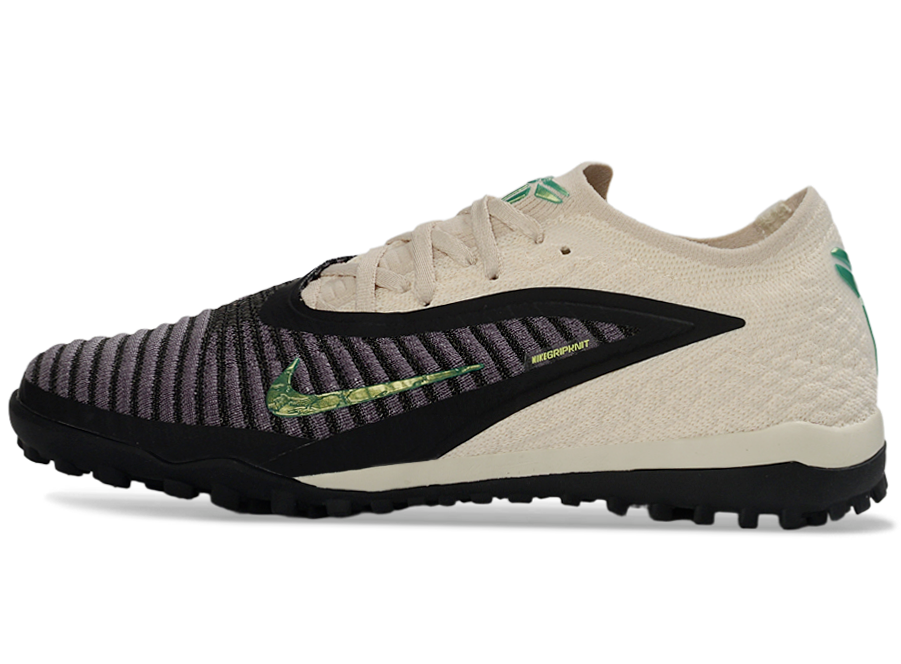 Phantom GX III Elite Double-Layer Waterproof Fishwire Full Knit Grass Stud TF Soccer Shoes - Off White/Black/Green