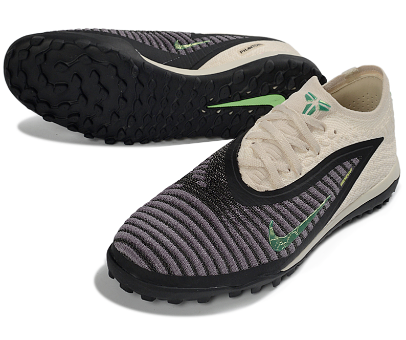 Phantom GX III Elite Double-Layer Waterproof Fishwire Full Knit Grass Stud TF Soccer Shoes - Off White/Black/Green