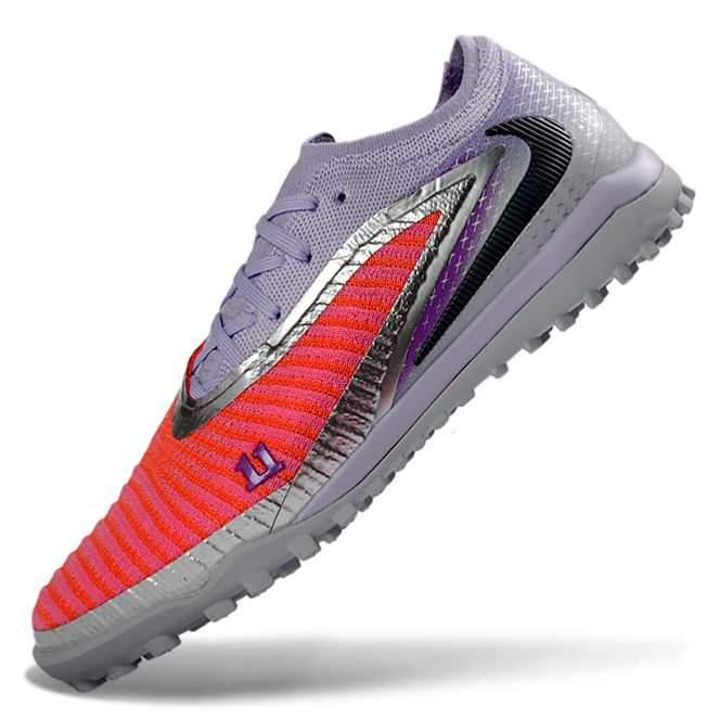 Phantom GX III Elite Double-Layer Waterproof Fishwire Full Knit Grass Stud TF Soccer Shoes - Red/Grey/Black/Silver
