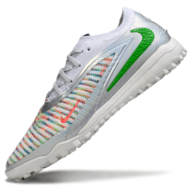 Phantom GX III Elite Double-Layer Waterproof Fishwire Full Knit Grass Stud TF Soccer Shoes - White/Green/Multicolor