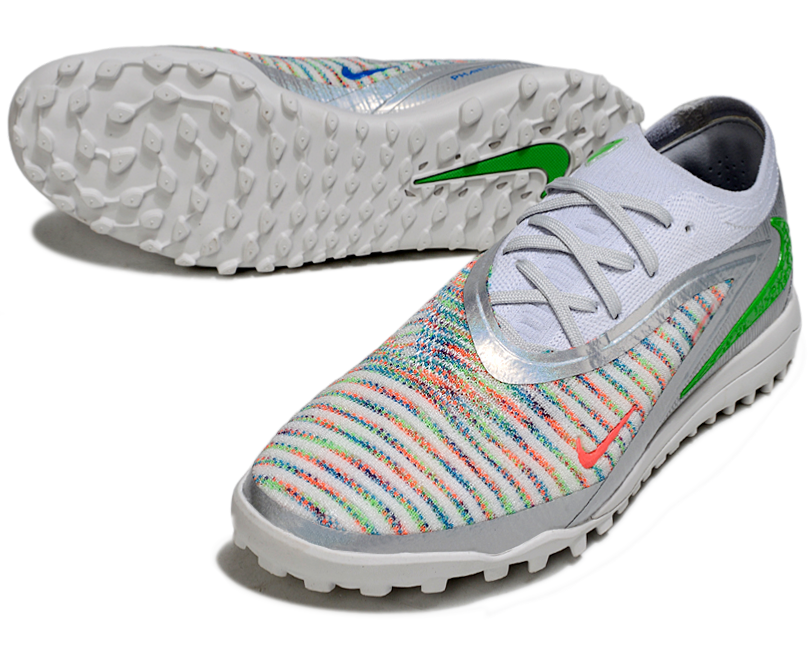 Phantom GX III Elite Double-Layer Waterproof Fishwire Full Knit Grass Stud TF Soccer Shoes - White/Green/Multicolor