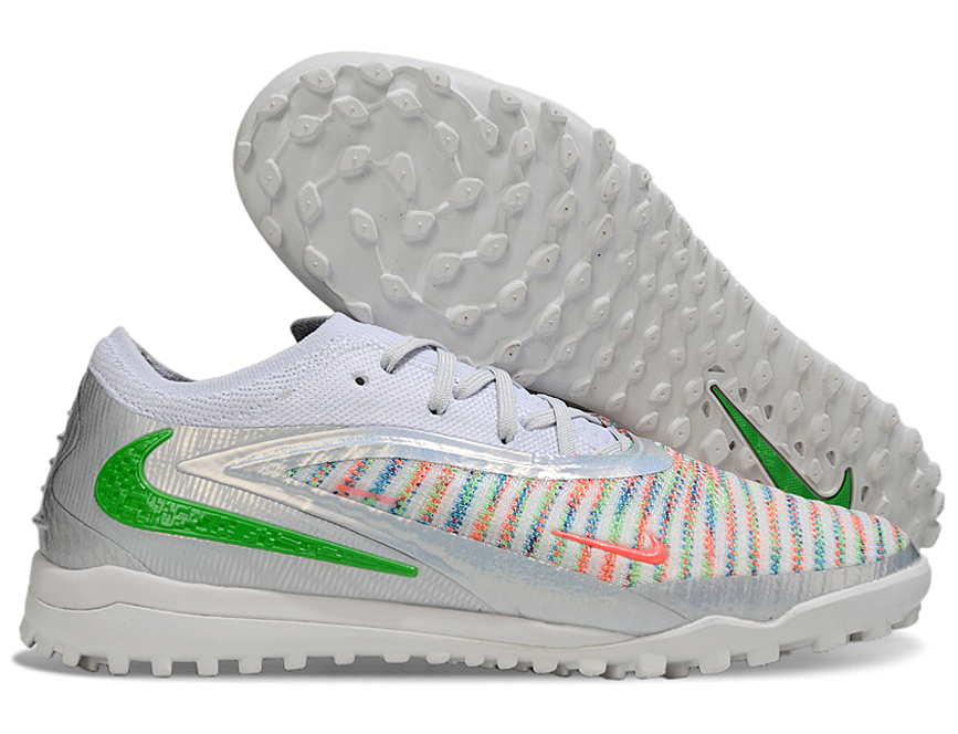 Phantom GX III Elite Double-Layer Waterproof Fishwire Full Knit Grass Stud TF Soccer Shoes - White/Green/Multicolor