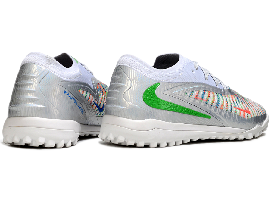 Phantom GX III Elite Double-Layer Waterproof Fishwire Full Knit Grass Stud TF Soccer Shoes - White/Green/Multicolor