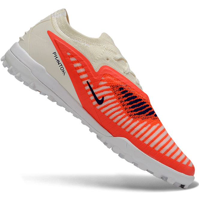 Phantom GX III Elite Double-Layer Waterproof Fishwire Full Knit Grass Stud TF Soccer Shoes - White/Orange/Gold