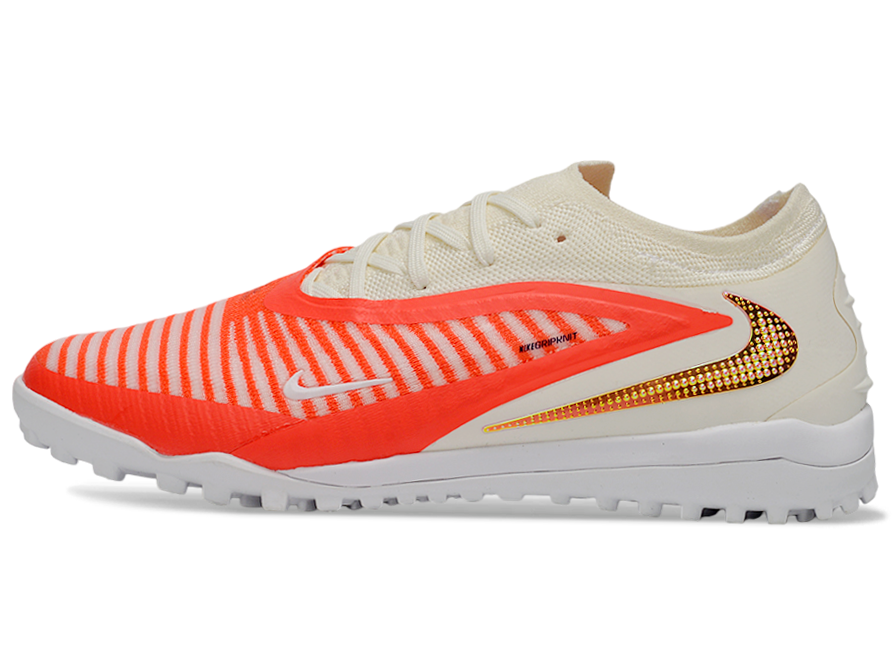 Phantom GX III Elite Double-Layer Waterproof Fishwire Full Knit Grass Stud TF Soccer Shoes - White/Orange/Gold