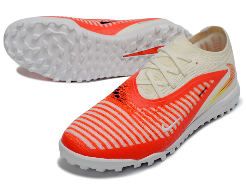 Phantom GX III Elite Double-Layer Waterproof Fishwire Full Knit Grass Stud TF Soccer Shoes - White/Orange/Gold