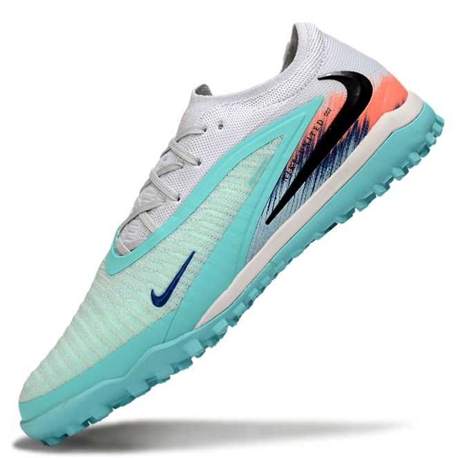 Phantom GX III Elite Double-Layer Waterproof Fishwire Full Knit Grass Stud TF Soccer Shoes - White/Pistachio Frost/Hyper Orange