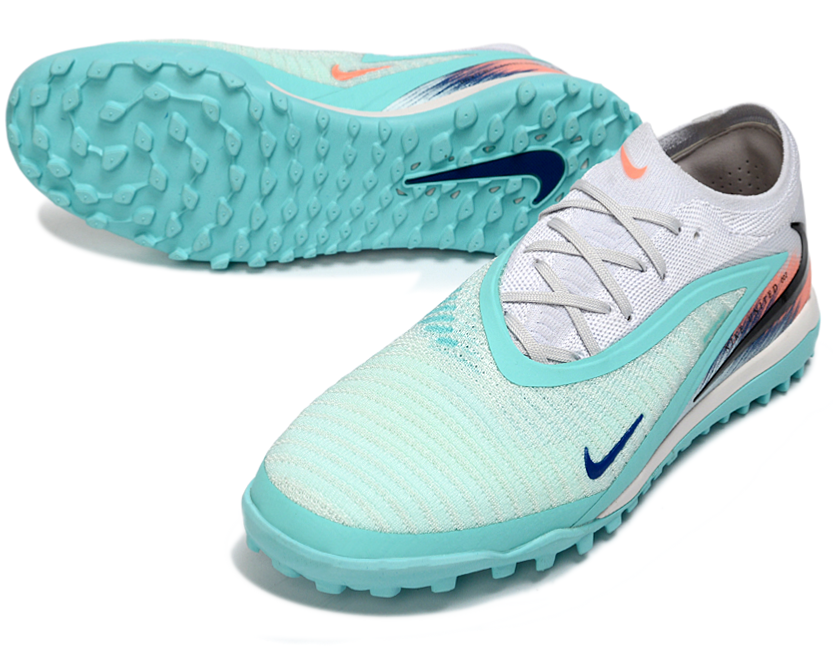 Phantom GX III Elite Double-Layer Waterproof Fishwire Full Knit Grass Stud TF Soccer Shoes - White/Pistachio Frost/Hyper Orange
