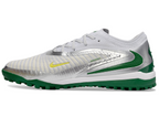 Phantom GX III Elite Double-Layer Waterproof Fishwire Full Knit Grass Stud TF Soccer Shoes - White/Silver/Green
