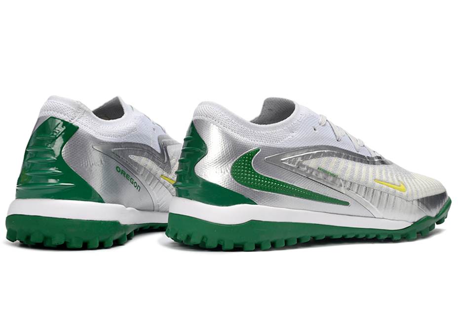Phantom GX III Elite Double-Layer Waterproof Fishwire Full Knit Grass Stud TF Soccer Shoes - White/Silver/Green