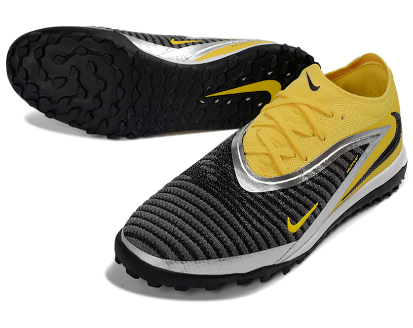 Phantom GX III Elite Double-Layer Waterproof Fishwire Full Knit Grass Stud TF Soccer Shoes - Yellow/Black/Silver