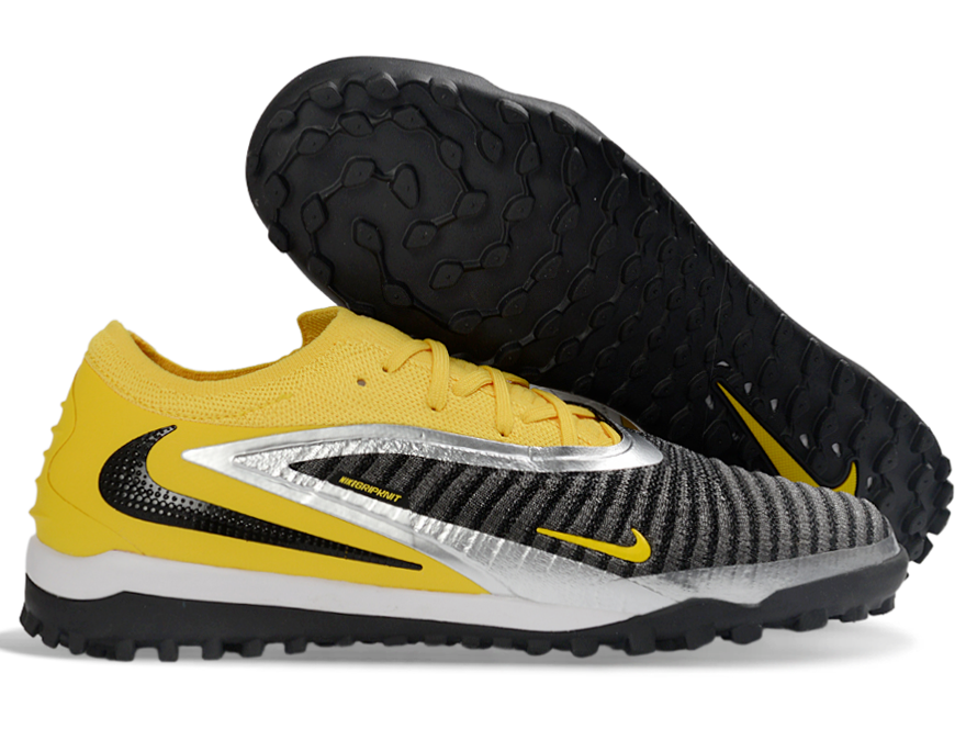 Phantom GX III Elite Double-Layer Waterproof Fishwire Full Knit Grass Stud TF Soccer Shoes - Yellow/Black/Silver