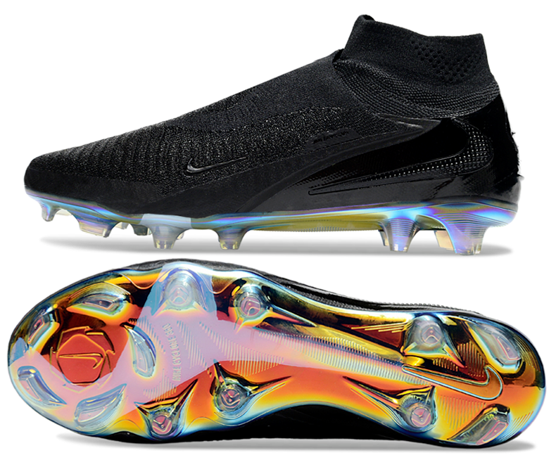 Phantom GX III Elite High-Top Double-Layer Waterproof Fish Silk Full Knit FG Soccer Shoes - Black