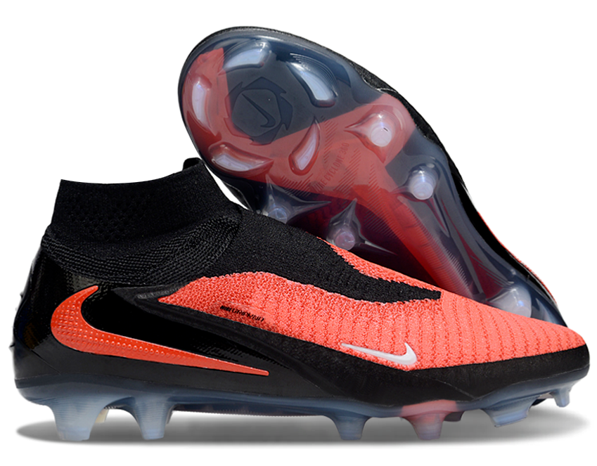 Phantom GX III Elite High-Top Double-Layer Waterproof Fish Silk Full Knit FG Soccer Shoes - Black/Orange
