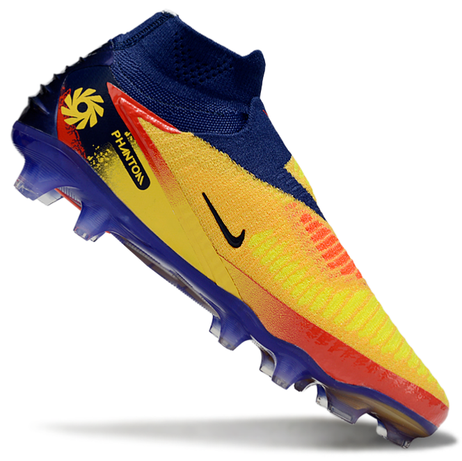 Phantom GX III Elite High-Top Double-Layer Waterproof Fish Silk Full Knit FG Soccer Shoes - Laser Orange/Blue Void/Red/Yellow