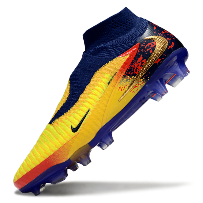 Phantom GX III Elite High-Top Double-Layer Waterproof Fish Silk Full Knit FG Soccer Shoes - Laser Orange/Blue Void/Red/Yellow