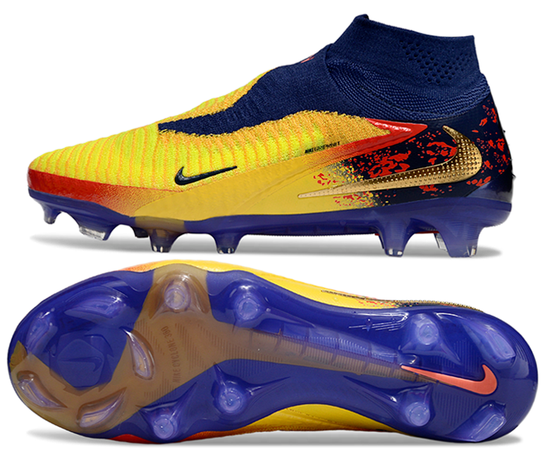 Phantom GX III Elite High-Top Double-Layer Waterproof Fish Silk Full Knit FG Soccer Shoes - Laser Orange/Blue Void/Red/Yellow
