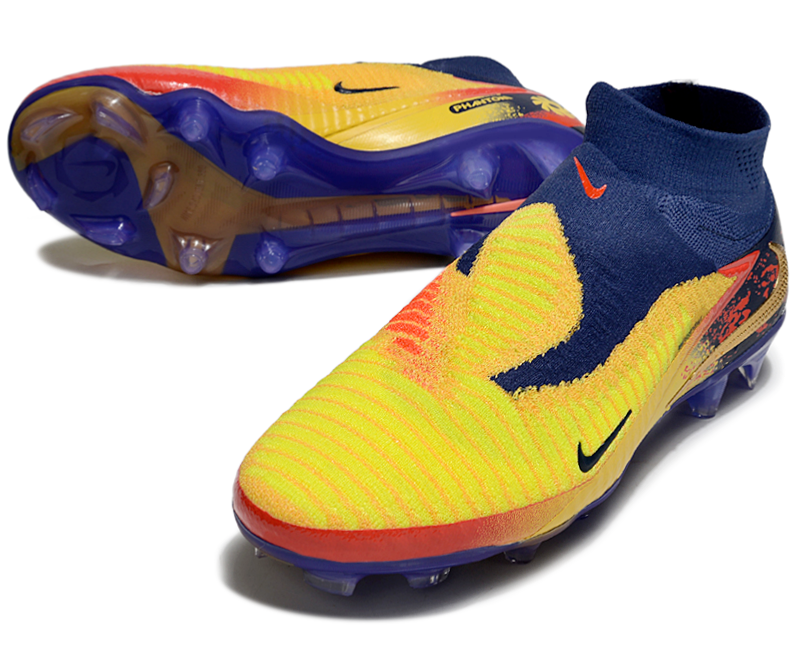 Phantom GX III Elite High-Top Double-Layer Waterproof Fish Silk Full Knit FG Soccer Shoes - Laser Orange/Blue Void/Red/Yellow