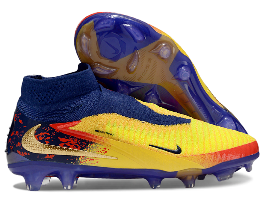 Phantom GX III Elite High-Top Double-Layer Waterproof Fish Silk Full Knit FG Soccer Shoes - Laser Orange/Blue Void/Red/Yellow