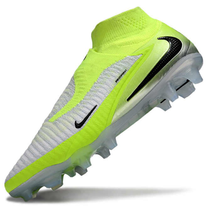 Phantom GX III Elite High-Top Double-Layer Waterproof Fish Silk Full Knit FG Soccer Shoes - Neon Yellow/Silver/Black