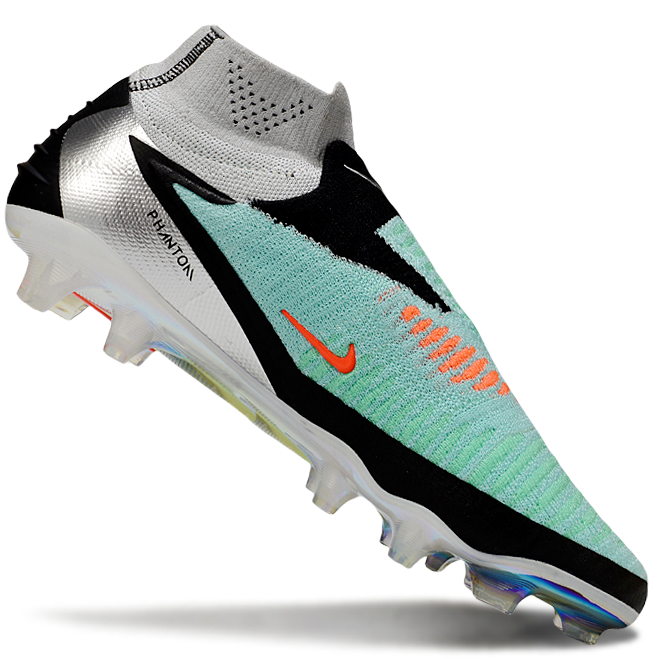 Phantom GX III Elite High-Top Double-Layer Waterproof Fish Silk Full Knit FG Soccer Shoes - Pistachio Frost/Hyper Orange/Black