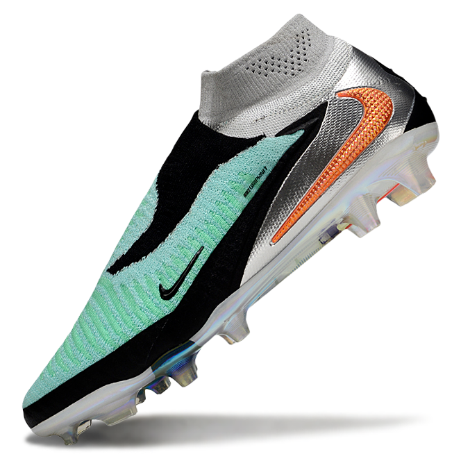 Phantom GX III Elite High-Top Double-Layer Waterproof Fish Silk Full Knit FG Soccer Shoes - Pistachio Frost/Hyper Orange/Black