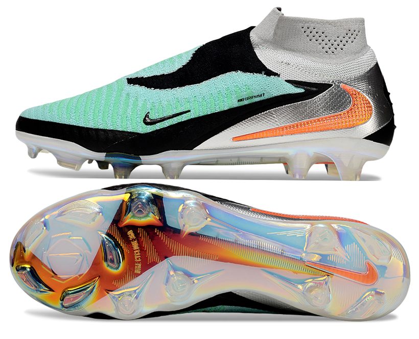 Phantom GX III Elite High-Top Double-Layer Waterproof Fish Silk Full Knit FG Soccer Shoes - Pistachio Frost/Hyper Orange/Black
