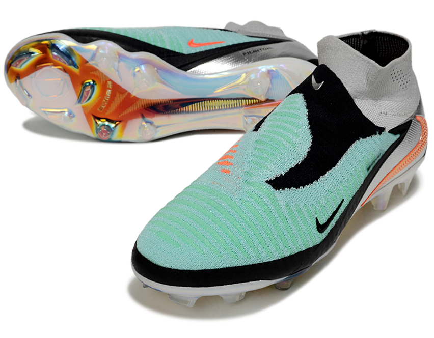 Phantom GX III Elite High-Top Double-Layer Waterproof Fish Silk Full Knit FG Soccer Shoes - Pistachio Frost/Hyper Orange/Black