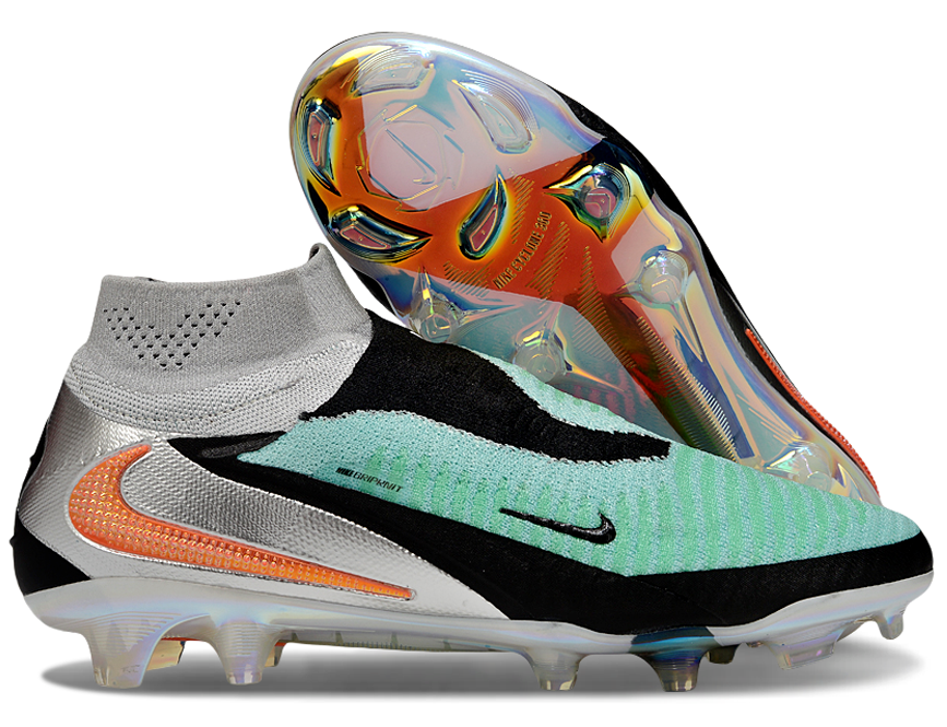 Phantom GX III Elite High-Top Double-Layer Waterproof Fish Silk Full Knit FG Soccer Shoes - Pistachio Frost/Hyper Orange/Black