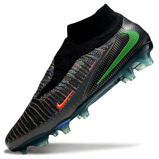 Phantom GX III Elite High-Top with Double-Layer Waterproof Fish Silk Full Knit FG Soccer Shoes - Black/Grey/Green