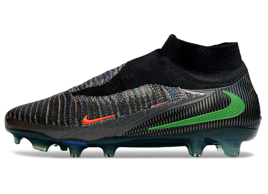 Phantom GX III Elite High-Top with Double-Layer Waterproof Fish Silk Full Knit FG Soccer Shoes - Black/Grey/Green