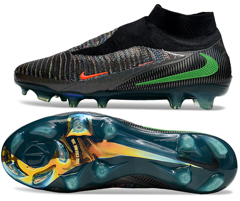 Phantom GX III Elite High-Top with Double-Layer Waterproof Fish Silk Full Knit FG Soccer Shoes - Black/Grey/Green