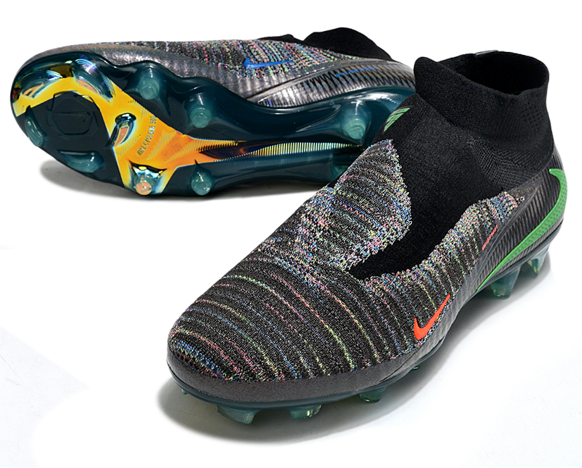 Phantom GX III Elite High-Top with Double-Layer Waterproof Fish Silk Full Knit FG Soccer Shoes - Black/Grey/Green