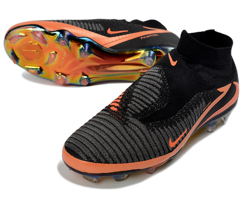 Phantom GX III Elite High-Top with Double-Layer Waterproof Fish Silk Full Knit FG Soccer Shoes - Black/Orange