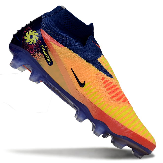 Phantom GX III Elite High-Top with Double-Layer Waterproof Fish Silk Full Knit FG Soccer Shoes - Laser Orange/Blue Void/Red/Yellow