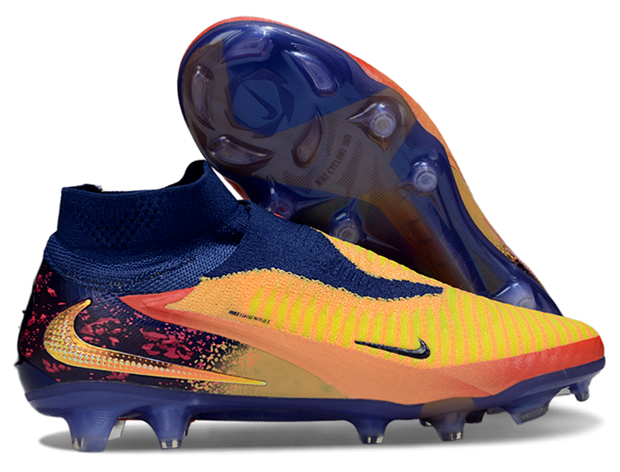 Phantom GX III Elite High-Top with Double-Layer Waterproof Fish Silk Full Knit FG Soccer Shoes - Laser Orange/Blue Void/Red/Yellow