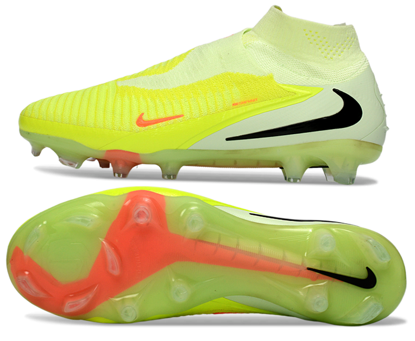 Phantom GX III Elite High-Top with Double-Layer Waterproof Fish Silk Full Knit FG Soccer Shoes - Lime Green/Hyper Crimson/Black
